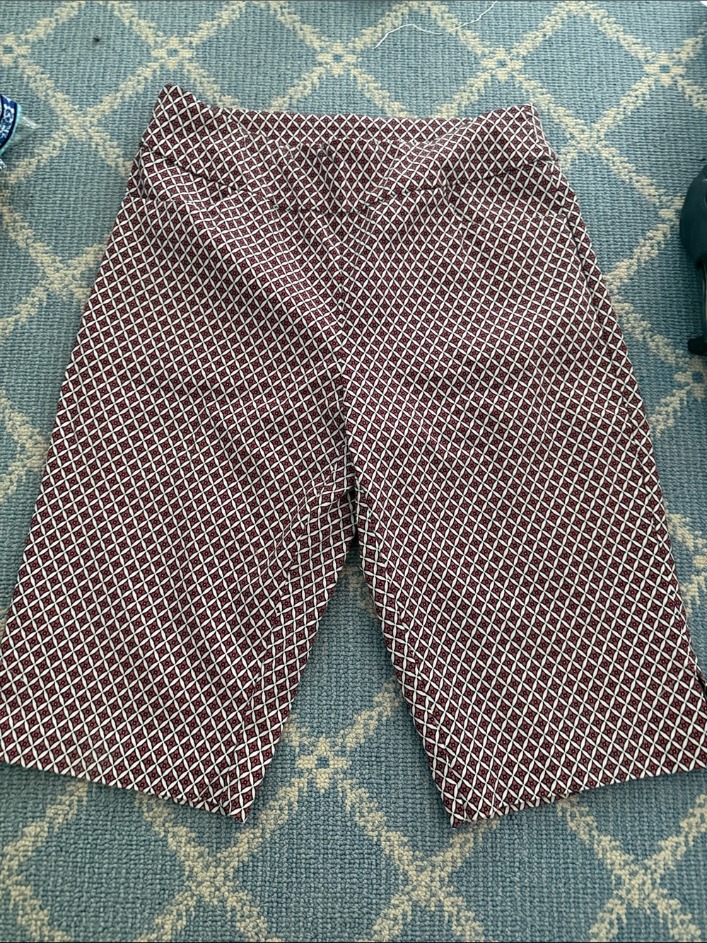 Tribal Burgundy and White Patterned Women's Bermuda Shorts